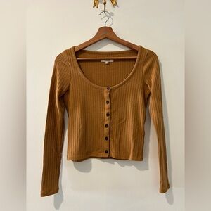 Madewell Tan Ribbed Button-Down Shirt